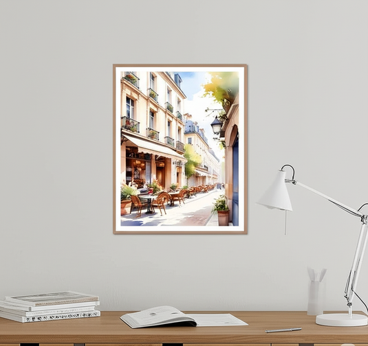 Parisian Café Street Watercolor