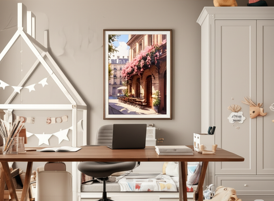 Blossoming Parisian Cafe Street