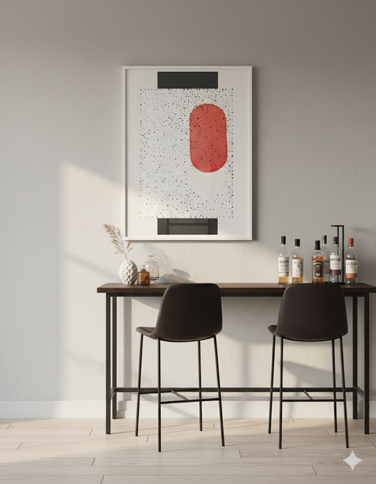 Red Abstract Minimalist Dot Pattern