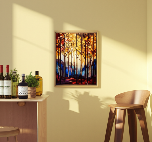Autumnal Glow Stained Glass Forest