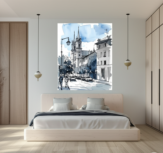 City Cathedral: Watercolor & Ink Serenity