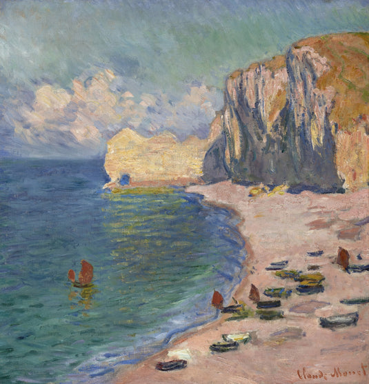 Monet- Etratat, The Beach And The Falaise d'Amont, 1885