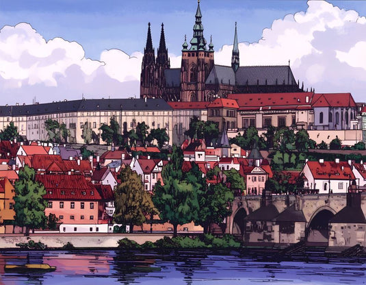 Prague Castle View, Illustrated Serenity