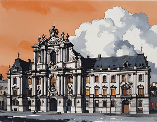 Baroque Grandeur Under Orange Skies