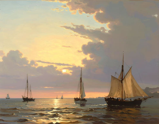 Golden Sunset Sail on Open Seas