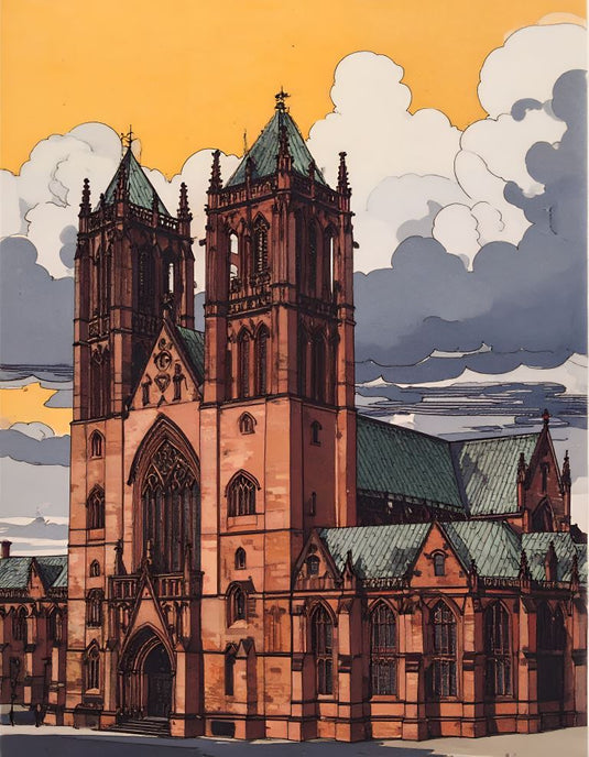 Majestic Cathedral Under Stormy Skies