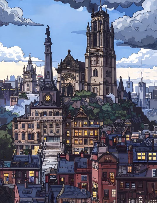 Old City Charm Under Moody Skies