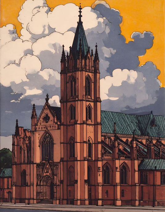 Gothic Spire Against Dramatic Sky