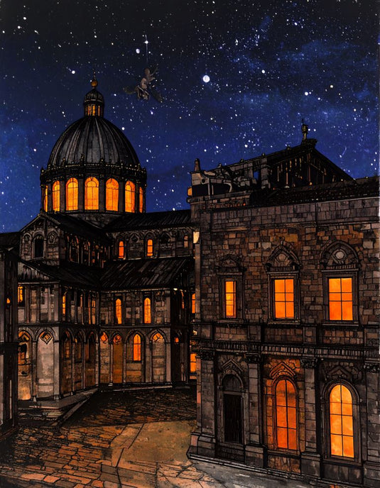 Midnight Glow: Cathedral Under the Stars