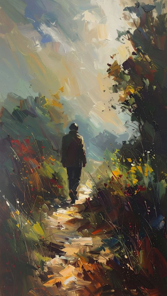 Solitary Journey Through Autumn Fields