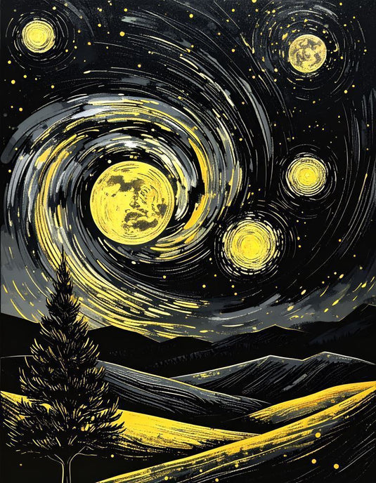 Golden Swirls Under a Midnight Sky