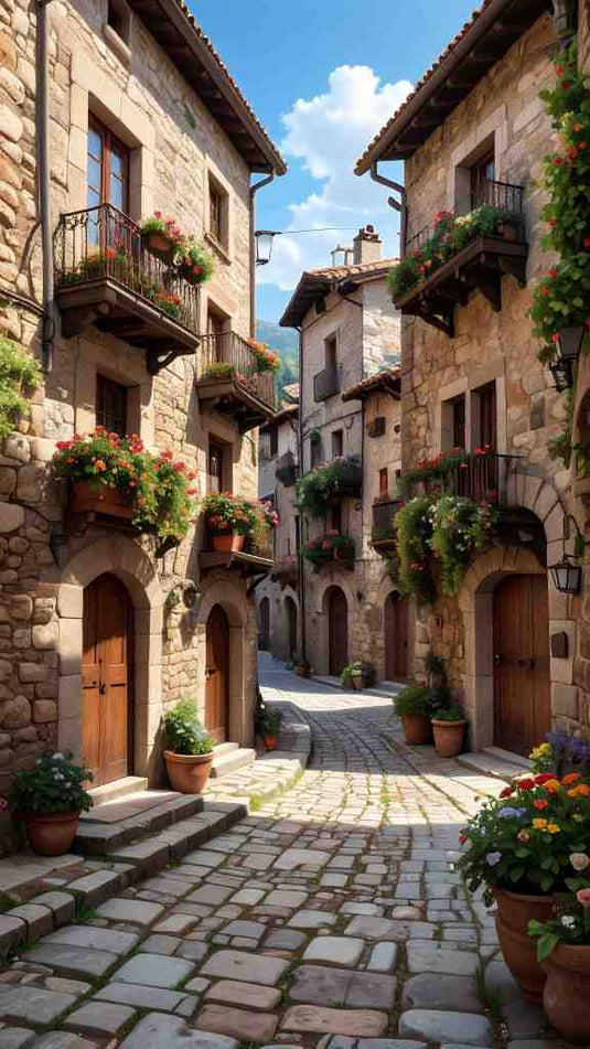 Tuscan Alley: Stone and Blooms