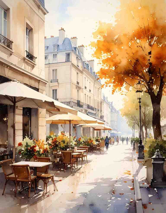 Autumn Café in Parisian Hues
