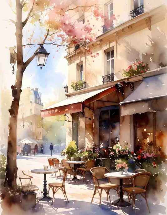 Parisian Cafe Spring Morning
