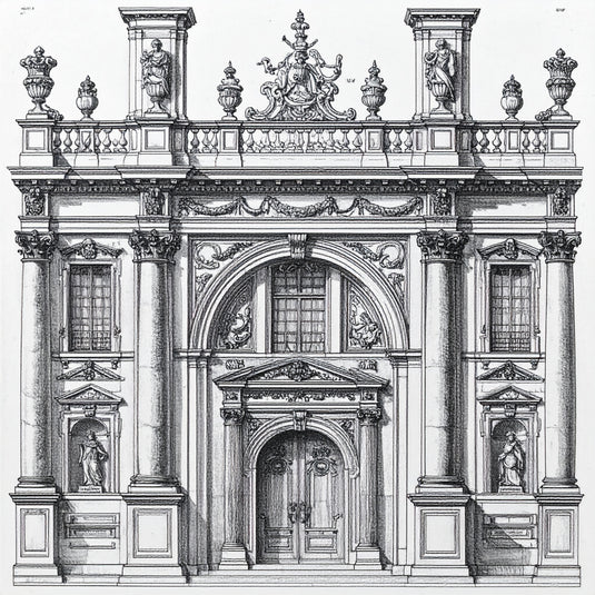 Renaissance Grandeur Façade Sketch