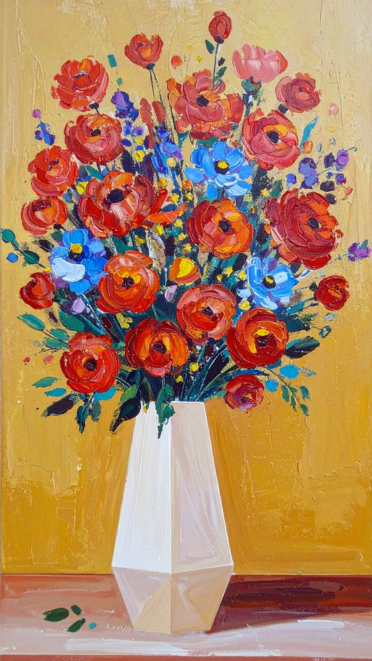 Abstract Impasto Summer Floral Bouquet