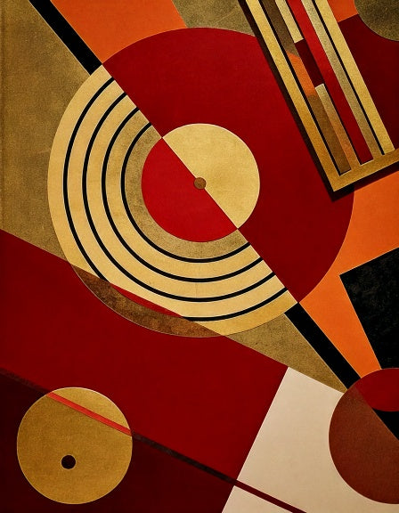 Geometric Rhythms in Ruby & Gold