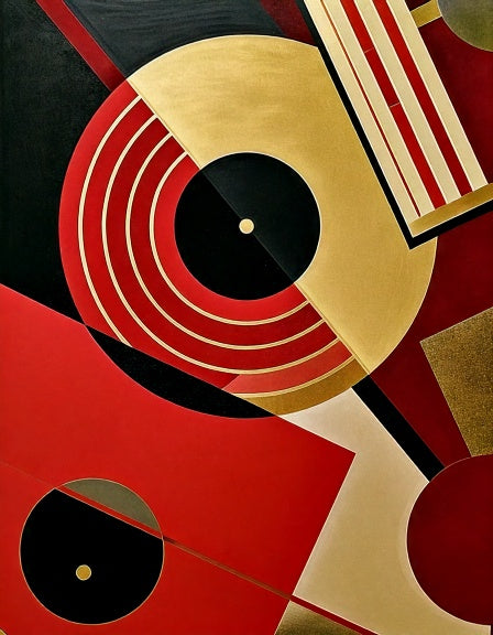 Geometric Harmony in Red & Gold