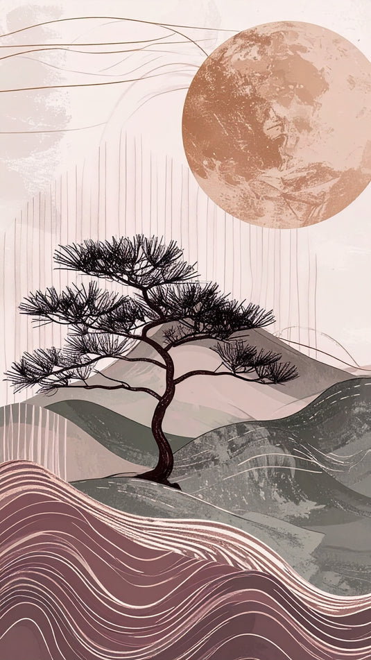 Serene Sunset Over Misty Peaks