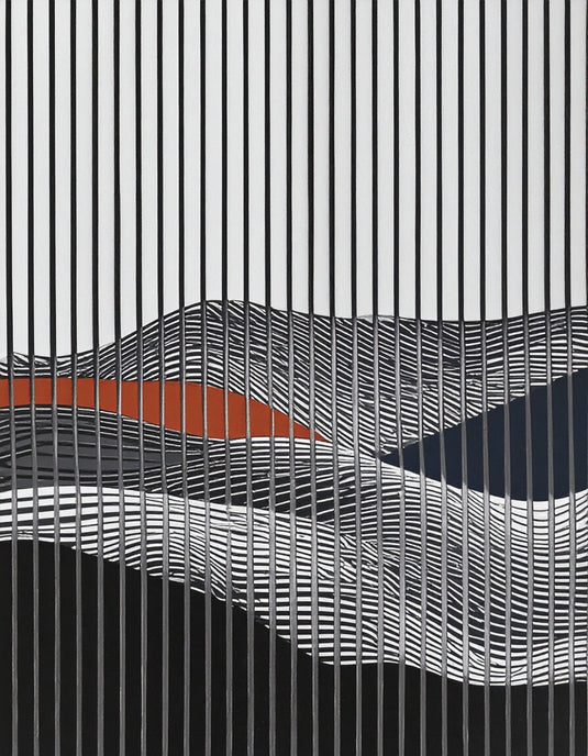 Abstract Ridges: Orange and Grey Harmony