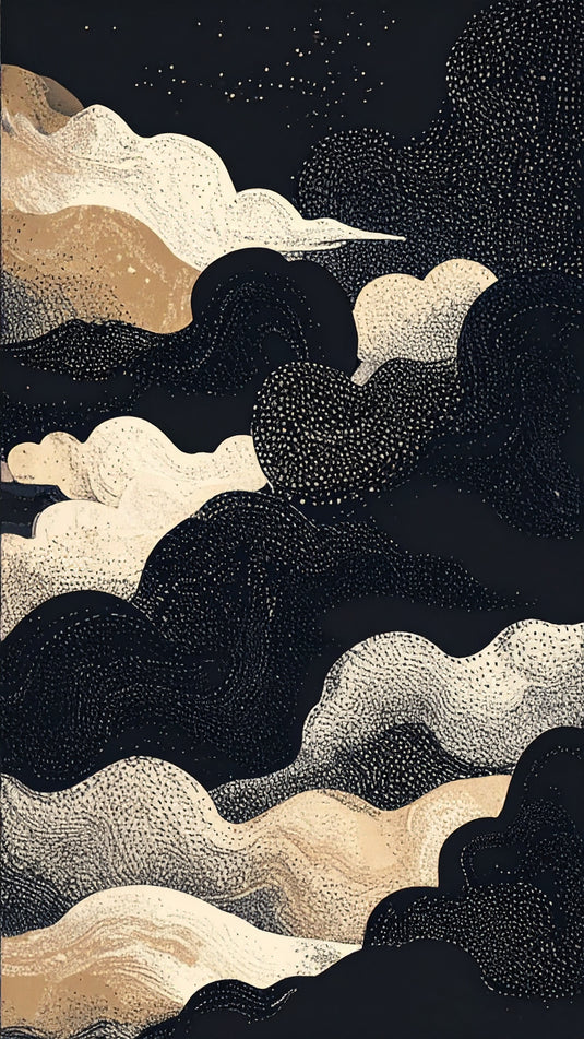 Celestial Clouds in Midnight Gold