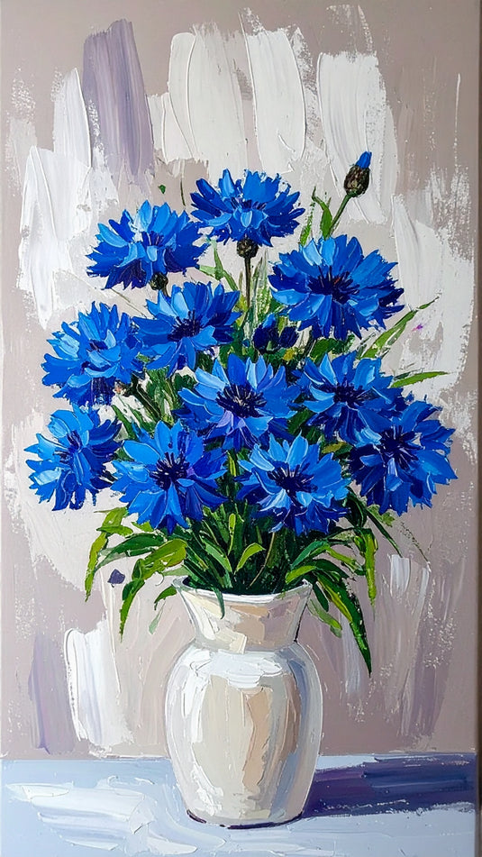 Vibrant Blue Cornflowers in Vase