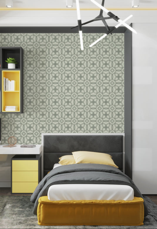 Teal Harmony Geometric Weave