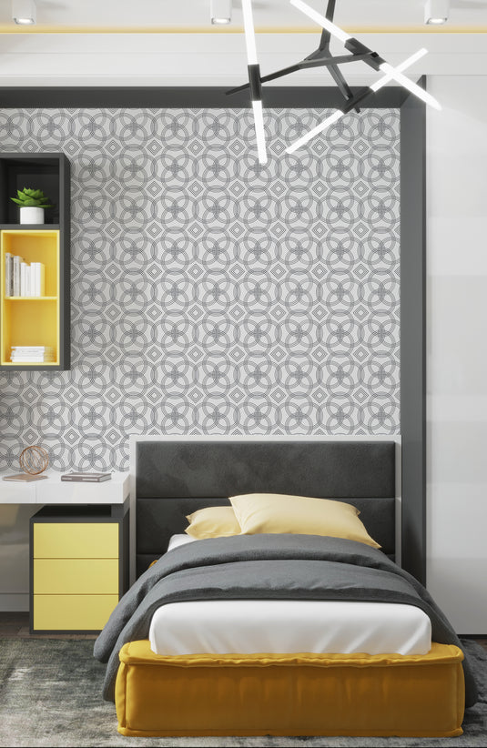 Teal Harmony Geometric Weave